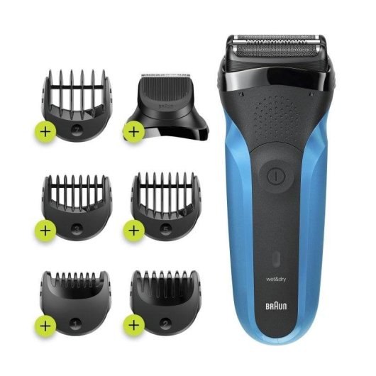 Rasoio Elettrico Viso Braun Series 3 310BT Senza Filo Wet & Dry 3 Lame 5 Pettini Ricarica Rapida