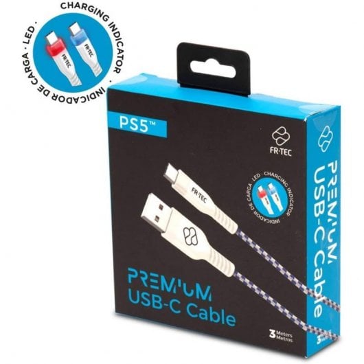 FR-TEC Cable USB-C con LED para Mando PS5 3m