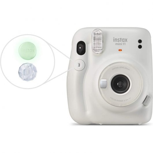 Fujifilm Pack Instax Mini 11 Blanca + 20 Fotos + Álbum Pasaporte + Etiqueta Maleta Mr. Wonderful