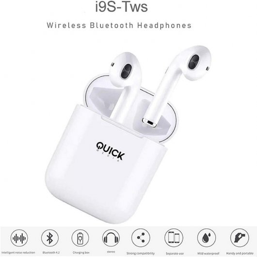 Quick Media AirPair S9 True Wireless Auriculares Bluetooth Blancos