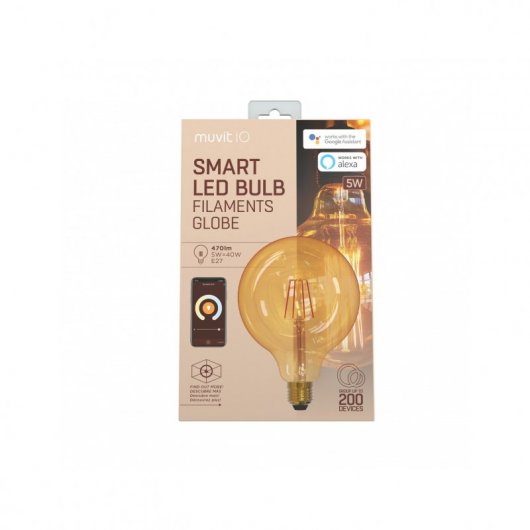 Muvit iO Smart Bulb Filaments Large Globe E27 5W Bernstein