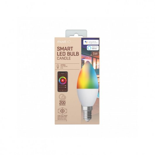 Lampadina a candela intelligente Muvit iO E14 5W RGB+Bianco