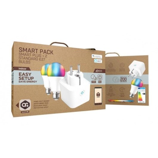 Enchufe Inteligente Muvit iO Pack Smart + 2 Bombillas RGB E27 10W