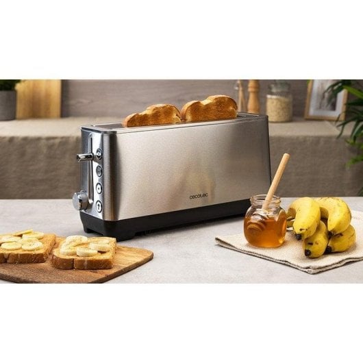 Grille-pain Cecotec BigToast Extra 1100W 1 fente longue Acier Inox Large