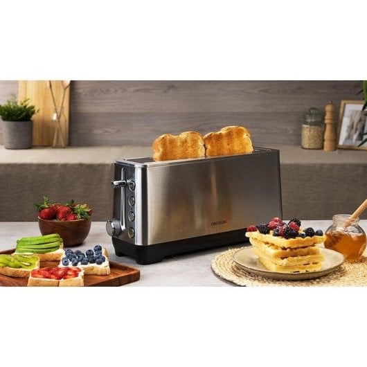 Grille-pain Cecotec BigToast Extra 1100W 1 fente longue Acier Inox Large