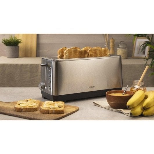 Torradeira Cecotec BigToast Extra Double 1600W 2 Ranhuras Aço Inoxidável