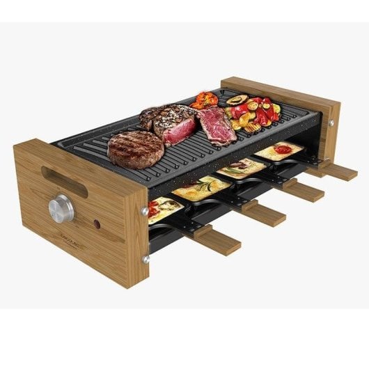 Gril intérieur Cecotec Cheese&Grill 8200 Wood Black 1200W 8 personnes acier bois