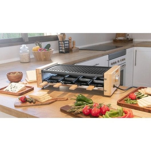 Gril intérieur Cecotec Cheese&Grill 8200 Wood Black 1200W 8 personnes acier bois