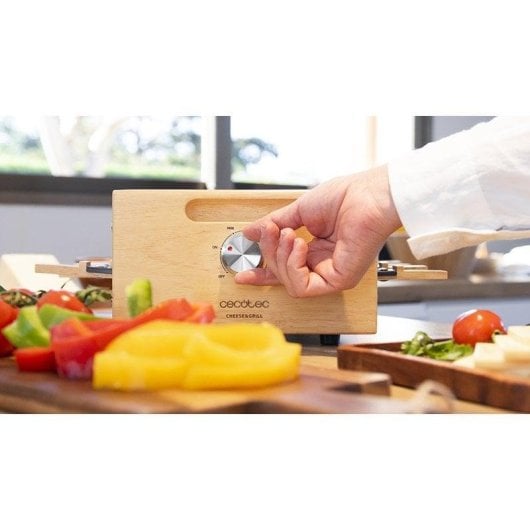 Gril intérieur Cecotec Cheese&Grill 8200 Wood Black 1200W 8 personnes acier bois