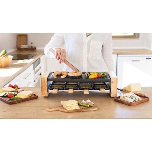 Gril intérieur Cecotec Cheese&Grill 8200 Wood Black 1200W 8 personnes acier bois