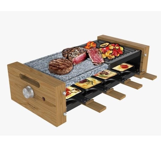 Raclette Cecotec Cheese&Grill 8400 Wood MixGrill 1200W Stein-Grill 8 Personen