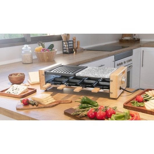 Raclette Cecotec Cheese&Grill 8400 Wood MixGrill 1200W Stein-Grill 8 Personen