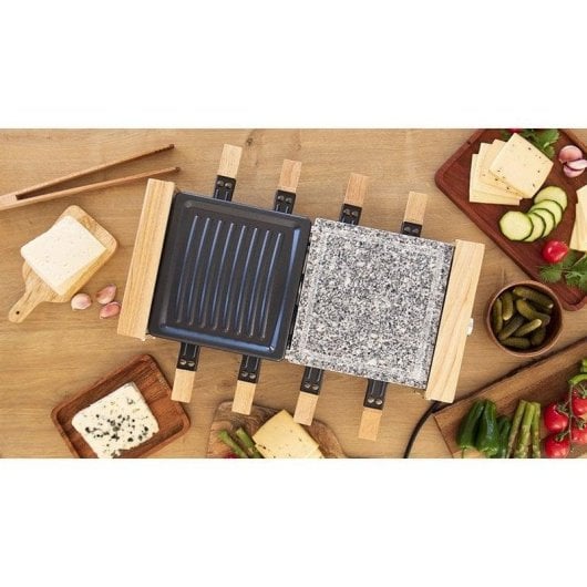 Raclette Cecotec Cheese&Grill 8400 Wood MixGrill 1200W Stein-Grill 8 Personen