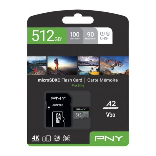 PNY Pro Elite microSDXC 512GB UHS-I U3 Clase 10