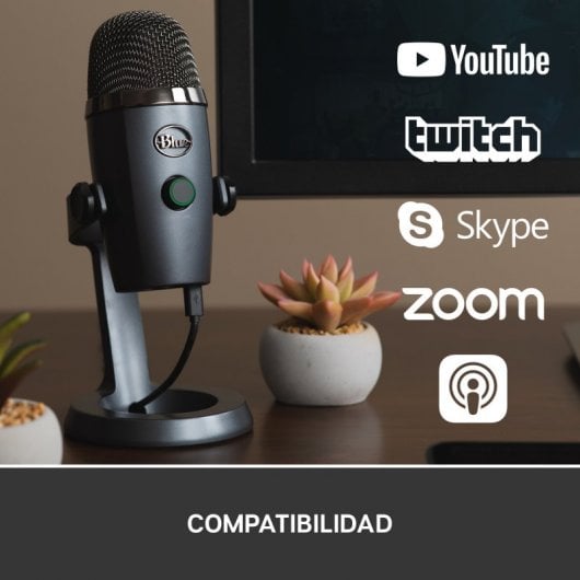 Blue Mic Yeti Nano Micrófono USB para Grabación y Streaming Gris