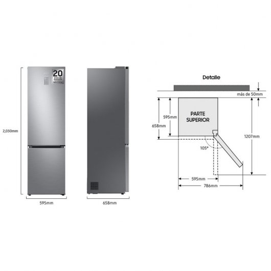 Samsung RB38T776CS9 Frigorífico Combi C Acero Inoxidable