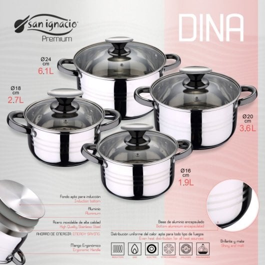 San Ignacio Dina Bateria de Cocina 4 Ollas 16/18/20/24cm