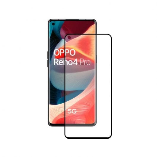 Mobile Tech Cristal Templado 9H Full Glue 2.5D Borde Negro para Oppo Reno4 Pro 5G