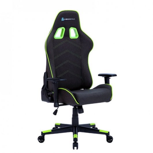 Chaise de jeu de la série Newskill Kitsune Zephyr finie en tissu noir/vert