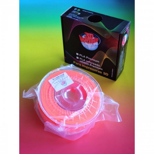 3DWorld Bobina de Filamento PLA Reforzado 1.75mm Naranja Neón 1Kg
