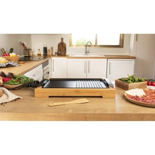 Gril d'intérieur Cecotec Tasty&Grill 2000 Bamboo Black 2000W antiadhésif bambou