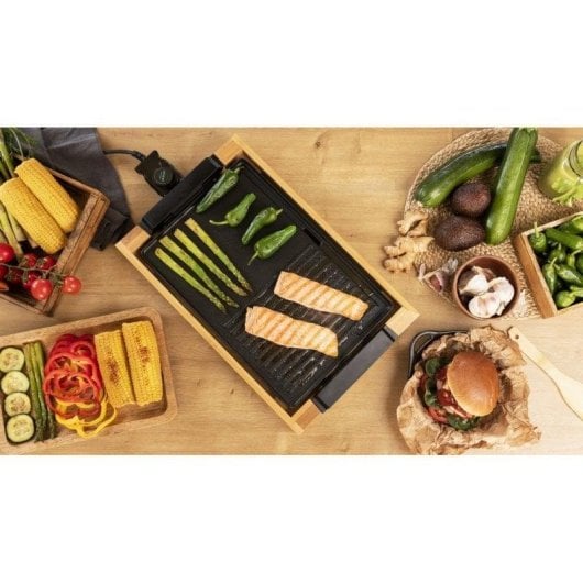 Gril d'intérieur Cecotec Tasty&Grill 2000 Bamboo Black 2000W antiadhésif bambou