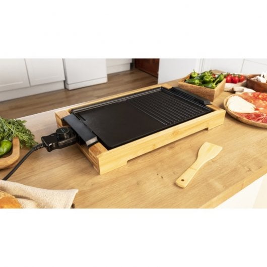 Cecotec Tasty&Grill 2000 Bamboo Black Plancha de Asar Eléctrica 2000W