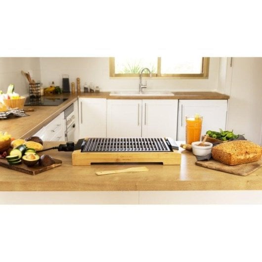 Plancha électrique Cecotec Tasty&Grill 2000 Bamboo LineStone 2000W, bambou, plaque RockStone
