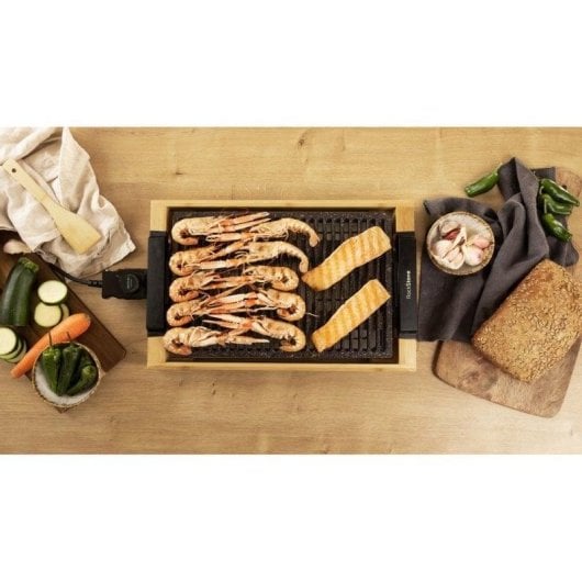 Plancha électrique Cecotec Tasty&Grill 2000 Bamboo LineStone 2000W, bambou, plaque RockStone