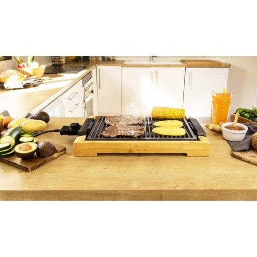 Plancha électrique Cecotec Tasty&Grill 2000 Bamboo LineStone 2000W, bambou, plaque RockStone