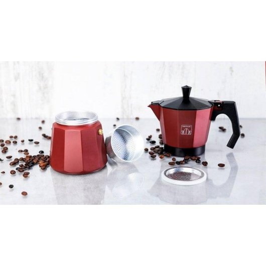 Cecotec Mimoka 300 Cafetera Italiana 3 Tazas Roja