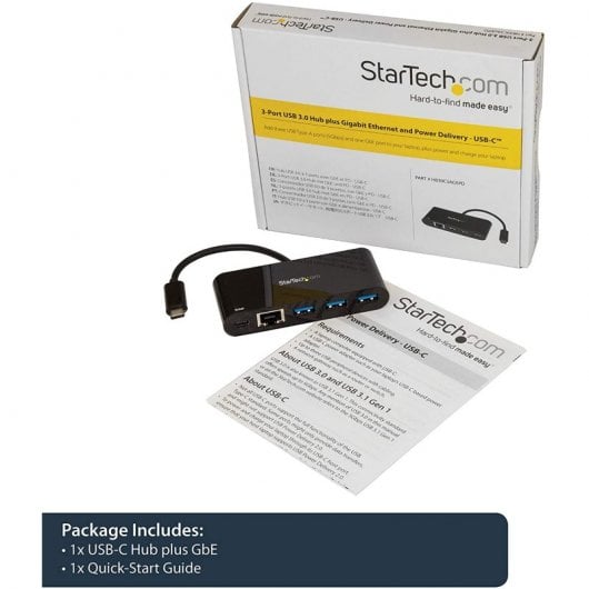 StarTech US1GC303APD Hub USB-C a 3xUSB 3.0/RJ-45/USB-C
