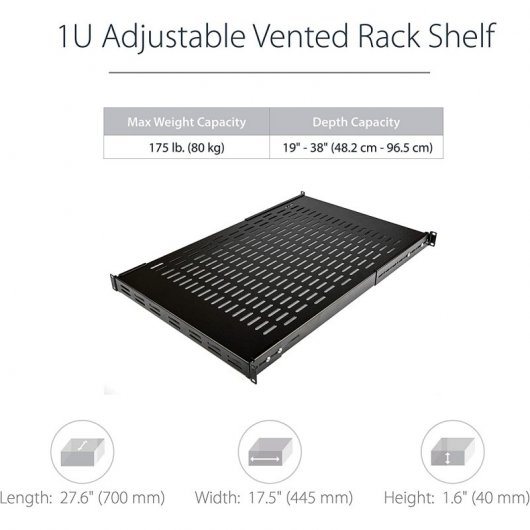 StarTech.com Etagère profonde fixe pour rack de serveur ajustable