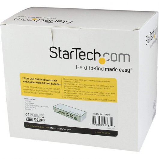 StarTech SV211KDVIEU Switch KVM de Puertos USB 2.0 y DVI Blanco