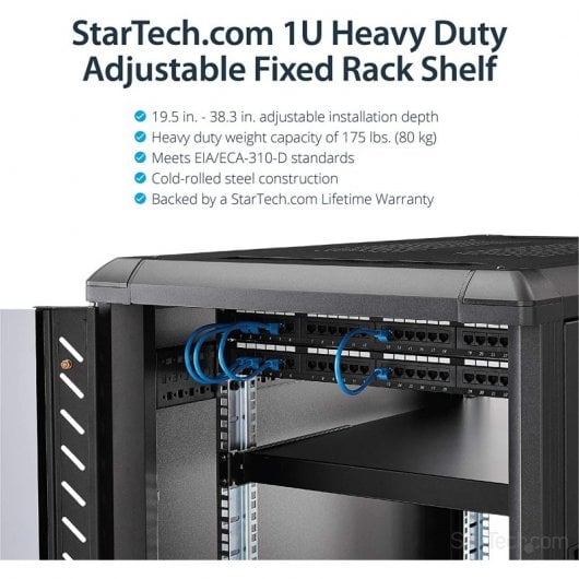 StarTech ADJSHELFHD Bandeja Fija 19" 1U para Armario Rack