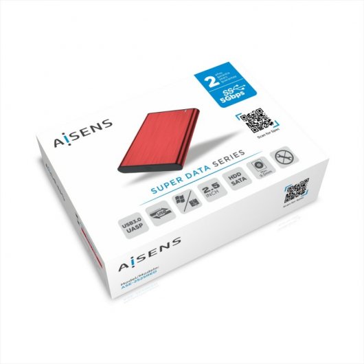 Custodia per disco rigido esterno Aisens 2.5" SATA USB 3.0 Rosso