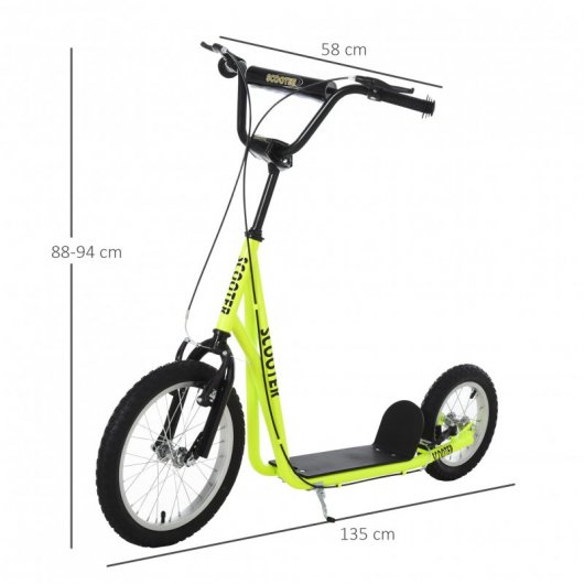 HomCom Patinete Infantil de Ruedas Grandes Amarillo