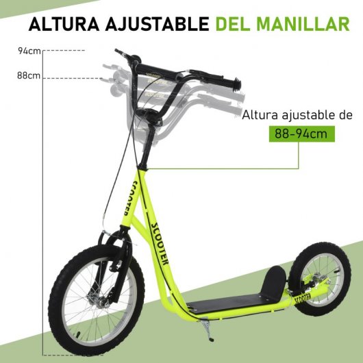 HomCom Patinete Infantil de Ruedas Grandes Amarillo