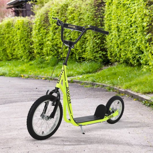 HomCom Patinete Infantil de Ruedas Grandes Amarillo