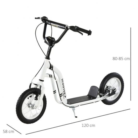 HomCom Patinete con Ruedas Grandes Blanco