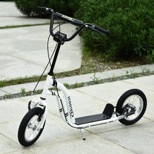 HomCom Patinete con Ruedas Grandes Blanco