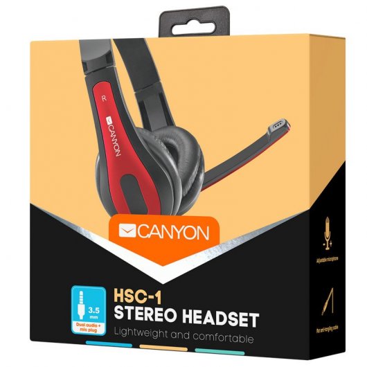 Canyon HSC-1 Auriculares Gaming Negro/Rojo