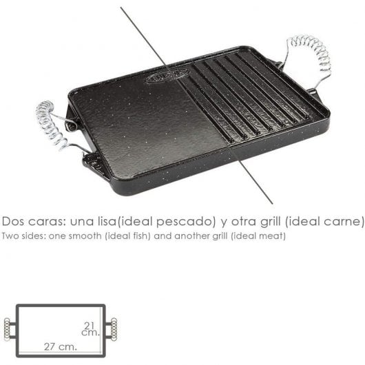 Garcima Plancha Asar Rectangular de Hierro Fundido Esmaltada 21x27cm