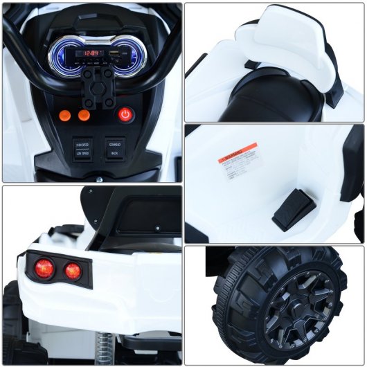 HomCom Quad Eléctrico Infantil Blanco