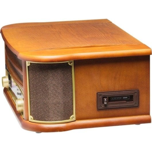 Tocadiscos Denver MCR-50MK3 5W RMS AUX USB Tracción Correa Cassette CD Madera