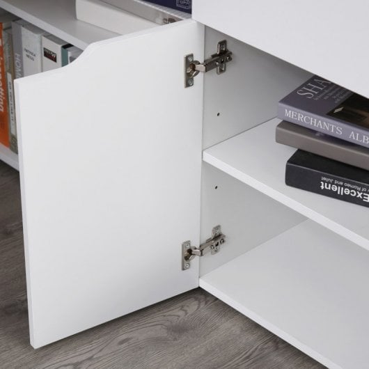 HomCom Mesa Giratoria con Armario y Cajones 140x117x76cm Blanco/Madera