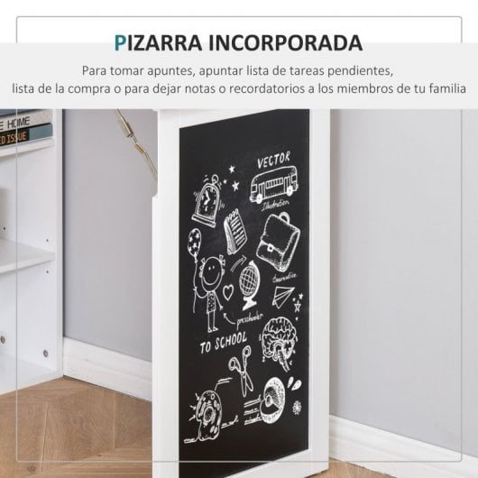 HomCom Escritorio Plegable con Estantería 98x51x153cm Blanco