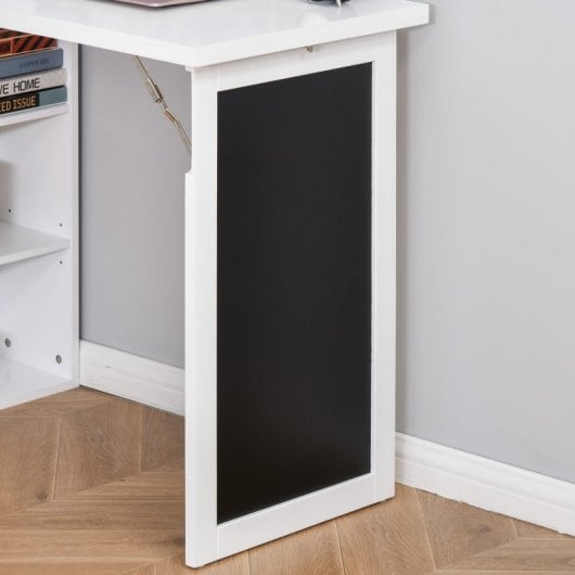 HomCom Escritorio Plegable con Estantería 98x51x153cm Blanco