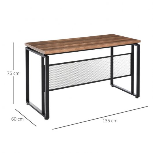 HomCom Escritorio de Oficina Multifuncional 135x60x75cm Marrón Rústico