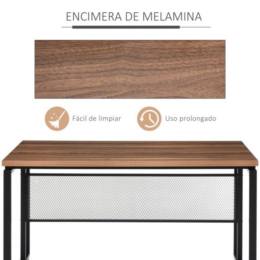 HomCom Escritorio de Oficina Multifuncional 135x60x75cm Marrón Rústico